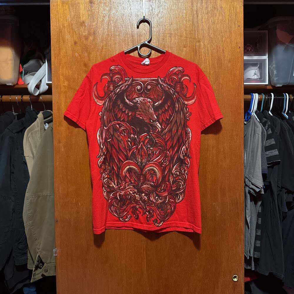 Y2K MMA Elite Red All Over Print Eagle Grunge Cross Goth T-shirt